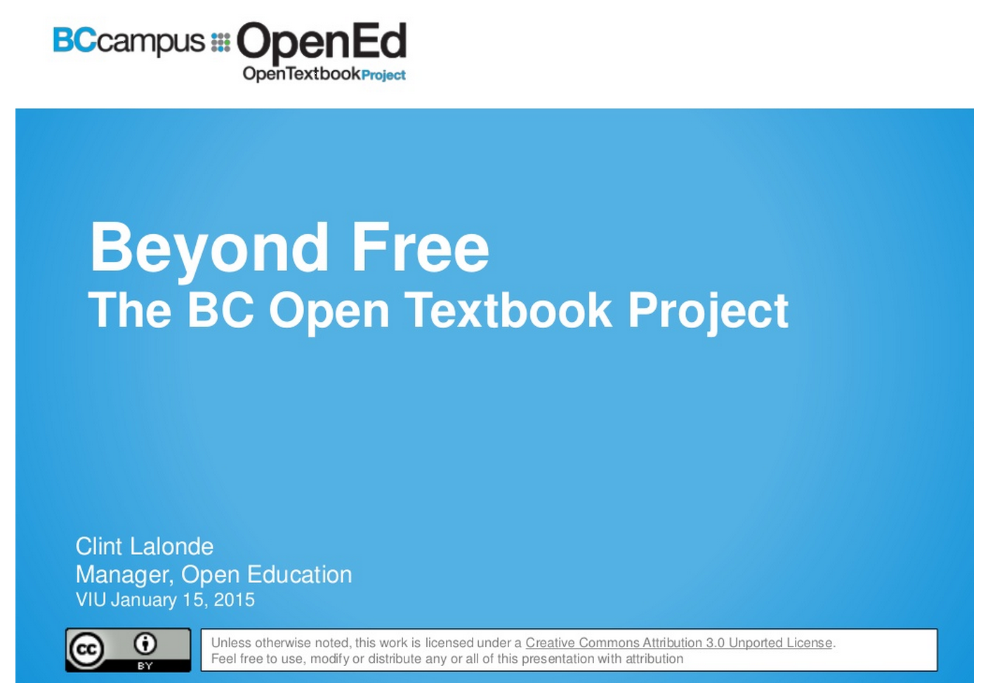 BCcampus Open Textbook Project Presentation at VIU